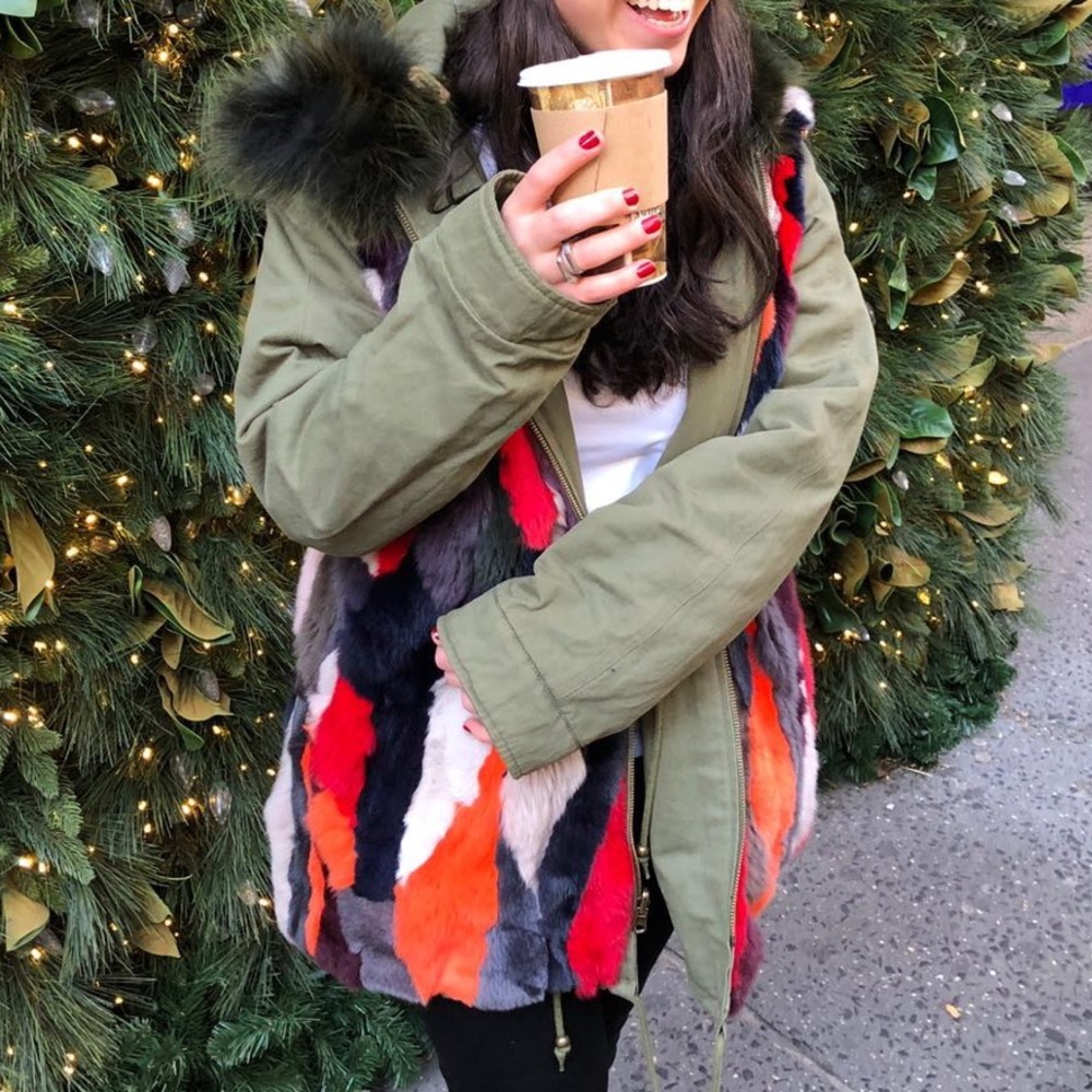 Aqua multicolor reversible Anorak jacket